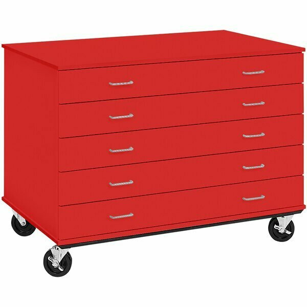 I.D. Systems 36'' Tall Tulip Red Five Drawer Mobile Storage Cabinet 80392F36043 538392F36043